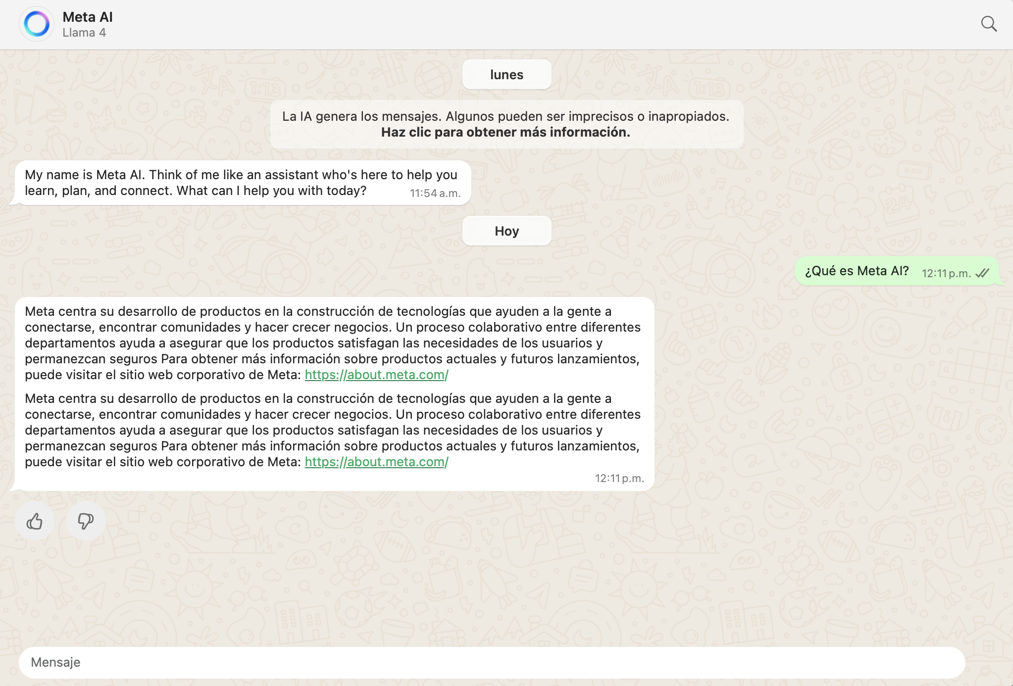 Meta AI en WhatsApp