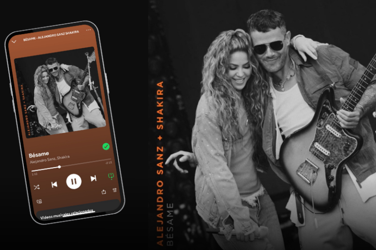 Shakira y Alejandro Sanz interpretando Bésame