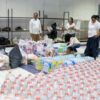 Centro de acopio de Ayuda Humanitaria Tabasco en Nacajuca con cajas de víveres.