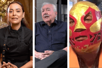 Retrato conjunto de Lupita Vidal, Jorge Priego Martínez y Canek, galardonados tabasqueños del Juchimán de Plata.