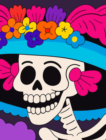 Calavera literaria mexicana con sombrero, estilo Posada.