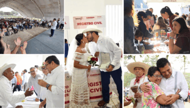 Imágenes de la Jornada de Atención al Pueblo: audiencias comunitarias, trámites del Registro Civil, módulos de atención ciudadana y encuentros del gobernador Javier May con habitantes de distintas comunidades.