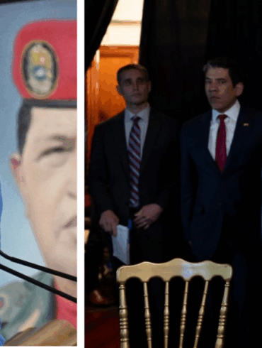 Composición fotográfica de Delcy Rodríguez y Donald Trump que ilustra la escalada de presión política y amenazas de Estados Unidos sobre Venezuela tras el secuestro de Nicolás Maduro.