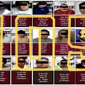 Registro visual de personas detenidas en 2025 por su presunta participación en delitos de alto impacto en Tabasco, como parte del balance de seguridad estatal.