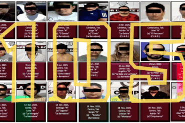 Registro visual de personas detenidas en 2025 por su presunta participación en delitos de alto impacto en Tabasco, como parte del balance de seguridad estatal.
