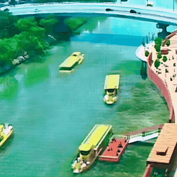 Lanchas de transporte acuático circulan por un canal urbano, referencia internacional de movilidad fluvial.
