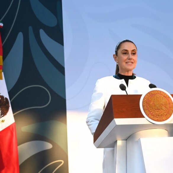 Presidenta Claudia Sheinbaum Pardo durante la conferencia matutina analizando la relación de seguridad con Estados Unidos.
