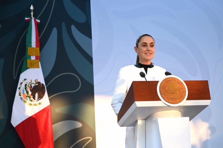 Presidenta Claudia Sheinbaum Pardo durante la conferencia matutina analizando la relación de seguridad con Estados Unidos.