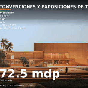 Render del nuevo Centro de Convenciones y Exposiciones de Tabasco con cifra contractual: $1,872.5 mdp.