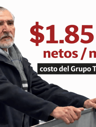 Adán Augusto López, recortado sobre fondo blanco, junto al texto “$1.85 mdp netos/mes, costo del Grupo Tabasco