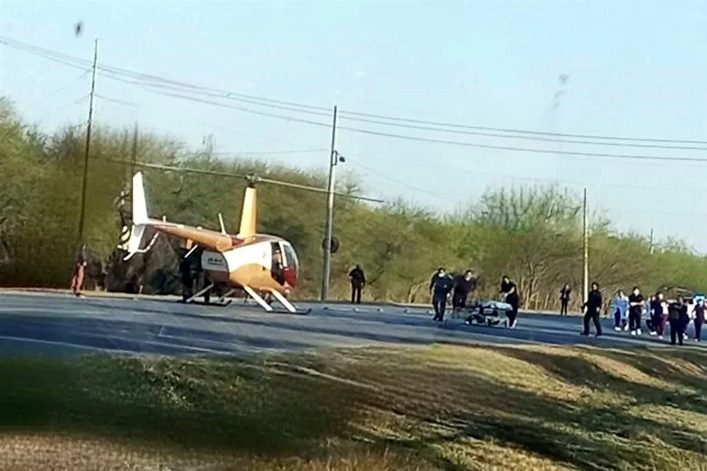 Helicóptero de la SSPT utilizado tras ataque con explosivo en Camargo, Tamaulipas