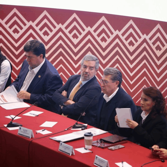 Juan Ramón de la Fuente participa en reunión plenaria con legisladores de Morena en la Cámara de Diputados, donde defendió la ayuda humanitaria y la soberanía energética de México ante amenazas de aranceles de Estados Unidos por envíos de petróleo a Cuba.