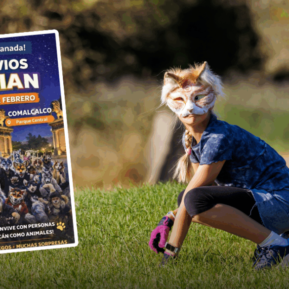 Personas identificadas como therians conviviendo en un parque público de Villahermosa durante un encuentro masivo.