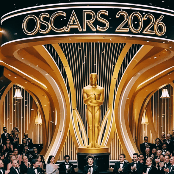 Estatuillas del Oscar preparadas en el escenario del Dolby Theatre antes de la ceremonia.
