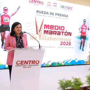 Yolanda Osuna presenta el Medio Maratón Villahermosa 2026 en rueda de prensa