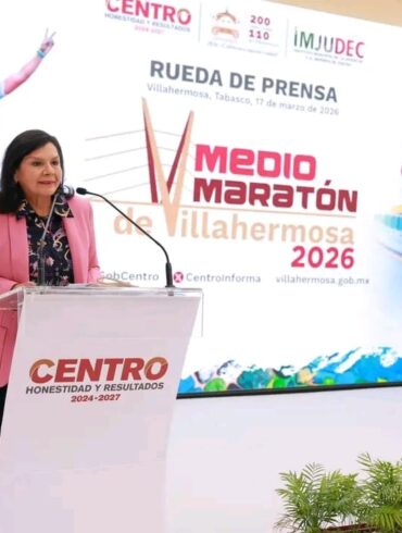 Yolanda Osuna presenta el Medio Maratón Villahermosa 2026 en rueda de prensa