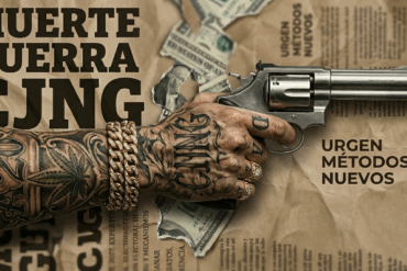 Ilustración conceptual sobre la muerte de El Mencho y la estructura del CJNG tras su caída