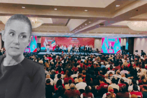 Sesión del Consejo Nacional de Morena con dirigentes y militantes reunidos en un auditorio durante reunión del partido.