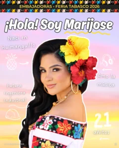 Embajadora Huimanguillo Feria Tabasco 2026 Marijose Rodríguez retrato