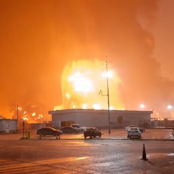 Llamas intensas tras incendio en refinería Dos Bocas durante la noche
