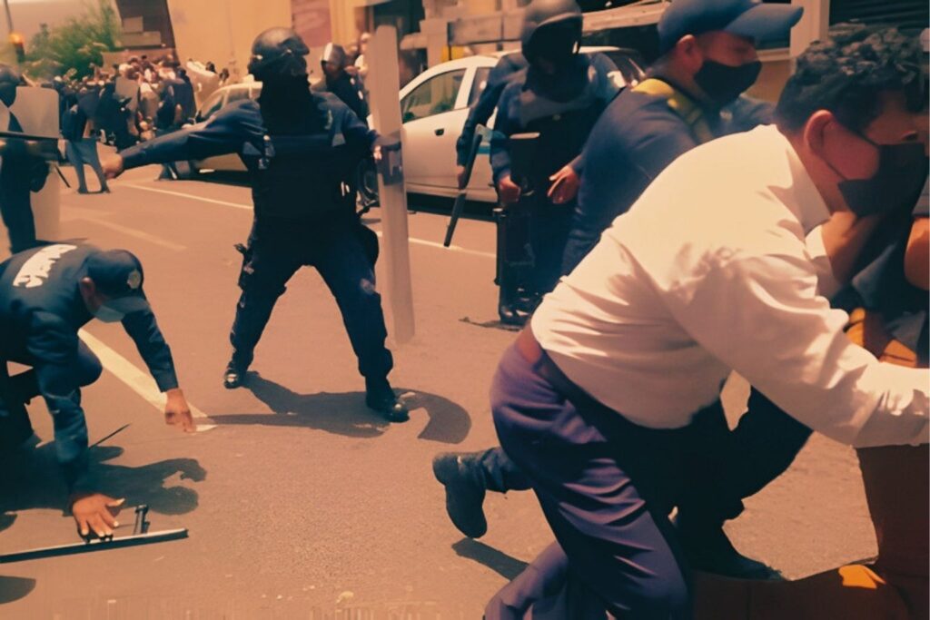 Policías estatales desalojan a maestros que protestaban por pago de salarios en Villahermosa