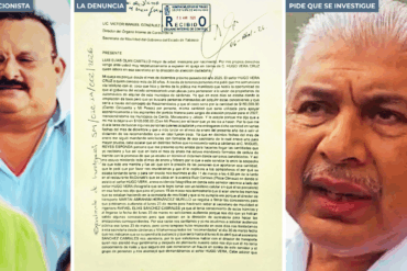 Hugo Vera Cruz, recepcionista de Semovi acusado de fraude, junto a la denuncia formal presentada ante el Órgano Interno de Control y el dirigente del PRD Rafael Acosta León.