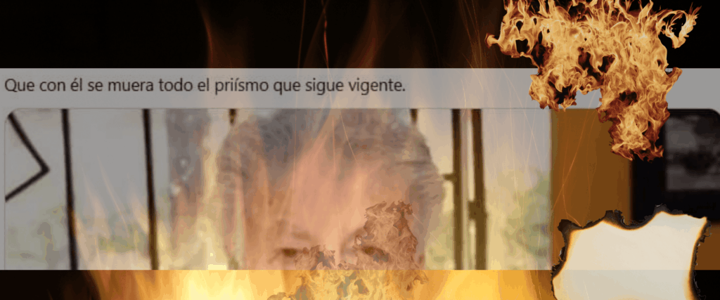 Montaje con llamas sobre imagen de Manuel Gurría y frase polémica contra el priismo