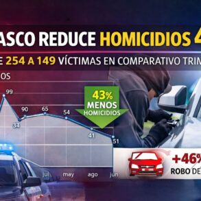 Gráfico con estadísticas de la disminución de homicidios uy alza de robo de autos