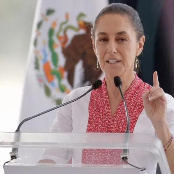 Claudia Sheinbaum durante mensaje sobre estabilidad económica de México en 2026