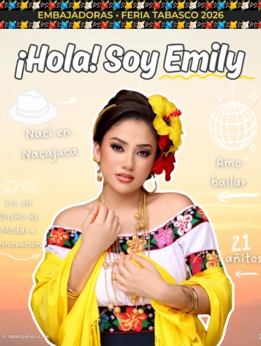 Emily de la Cruz Ramón embajadora Nacajuca Feria Tabasco 2026 traje regional