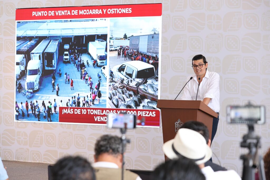 Presentación del punto de venta de mojarra en la Central de Abasto de Villahermosa