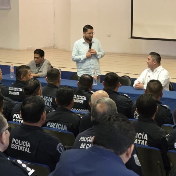 Alejandro Leal López, nuevo secretario de Seguridad de Tabasco, en su primera reunión con mandos de la Policía Estatal, 26 de mayo de 2026