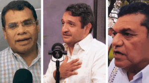 Jesús Selván García, Andrés Manuel López Beltrán y Javier May Rodríguez, los tres actores políticos centrales del día en Tabasco tras el anuncio de la candidatura al Distrito VI Federal