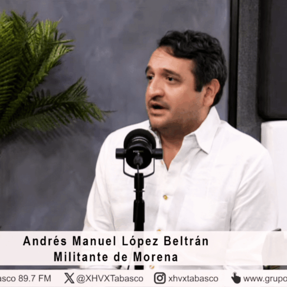 Andrés Manuel López Beltrán durante su entrevista en XHVX La Grande de Tabasco el 27 de mayo de 2026