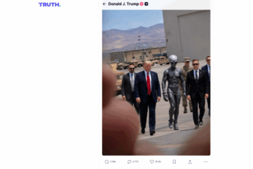 Donald Trump aparece junto a un supuesto extraterrestre en una imagen viral publicada en Truth Social tras la liberación de archivos UFO.