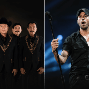 Composición visual horizontal con Los Tigres del Norte y Enrique Iglesias en contraste escénico previo a sus conciertos en la Feria Tabasco 2026.