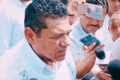 Javier May ofrece declaraciones a medios durante acto oficial en Villahermosa