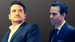 Andrés Manuel López Beltrán, secretario de Organización de Morena, y el periodista Carlos Loret de Mola, en imagen de composición editorial