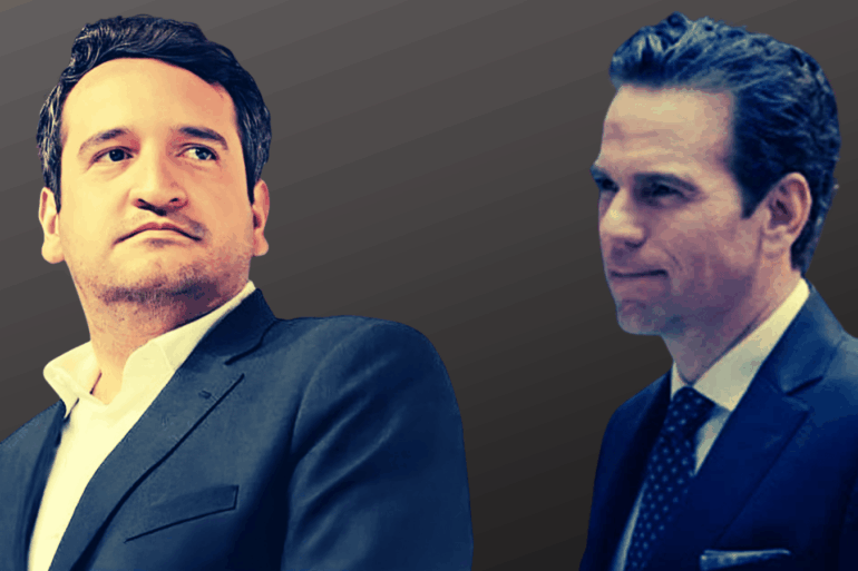 Andrés Manuel López Beltrán, secretario de Organización de Morena, y el periodista Carlos Loret de Mola, en imagen de composición editorial