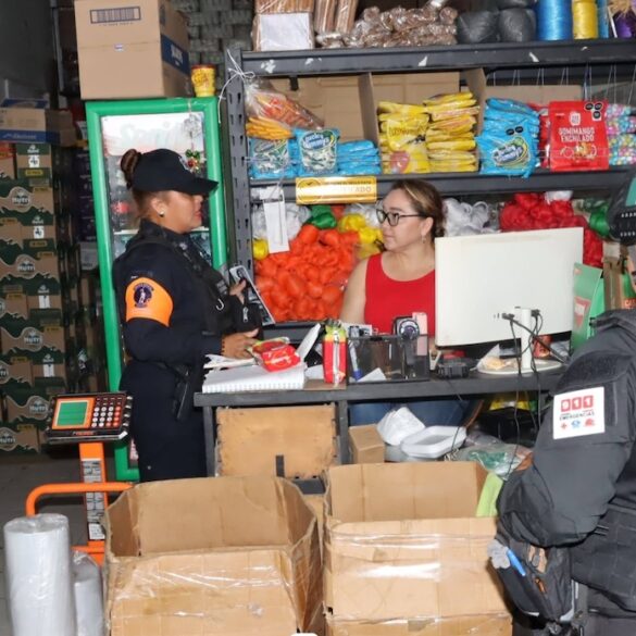 Elementos de la SSPC realizan recorridos para garantizar la seguridad en Central de Abasto de Villahermosa.