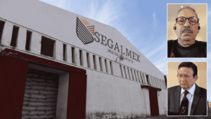 Instalaciones de Segalmex junto a imágenes de René Gavira e Miguel Carrillo Villareal tras nueva sanción administrativa federal.