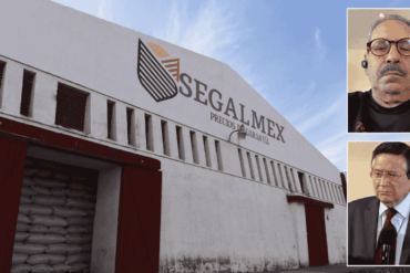 Instalaciones de Segalmex junto a imágenes de René Gavira e Miguel Carrillo Villareal tras nueva sanción administrativa federal.