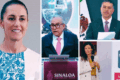 Claudia Sheinbaum, Omar García Harfuch y Luisa María Alcalde durante mensajes oficiales sobre el caso Rubén Rocha y Sinaloa.