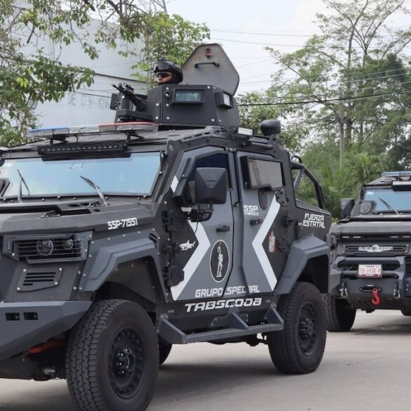 Elementos de la SSPC realizan recorridos de seguridad y proximidad social en colonias de Villahermosa, Tabasco.