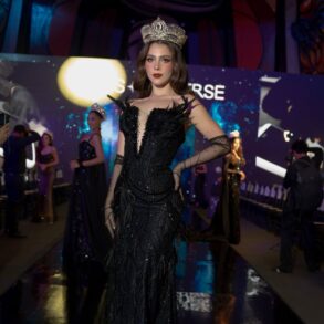 Ximena Aranda durante la gala oficial de Miss Universo México 2026 representando a Tabasco.