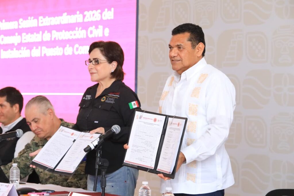 Javier May y Laura Velázquez formalizan acuerdos para la coordinación ante lluvias y ciclones en Tabasco.