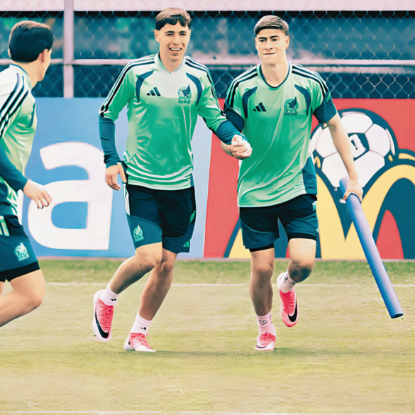 Jugadores de la Selección Mexicana realizan ejercicios durante el entrenamiento previo al duelo de dieciseisavos de final frente a Ecuador en el Mundial 2026.