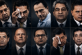 Collage de retratos de diez ex gobernadores mexicanos procesados por corrupción, narcotráfico y otros delitos, en composición de cuadrícula con iluminación dramática
