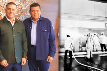 El gobernador Javier May Rodríguez y Omar García Harfuch, junto a una imagen de los operativos tras los disturbios registrados en Villahermosa.