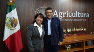 Javier May Rodríguez se reúne en Ciudad de México con la secretaria federal de Agricultura, Columba López Gutiérrez.